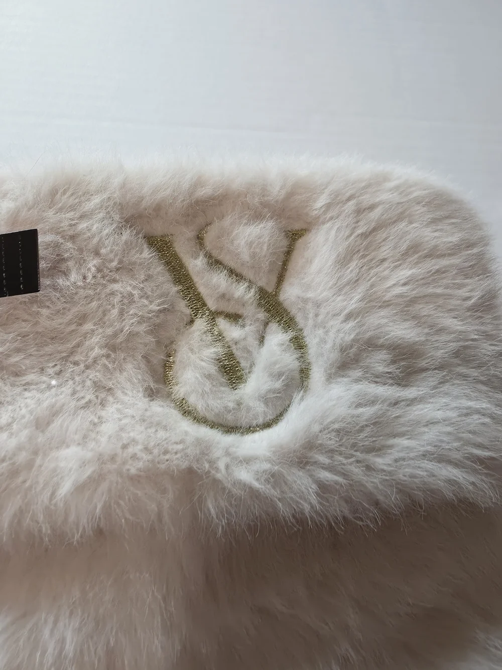 Victoria’s Secret W/ Gold Embroidered Faux Fur Christmas Stocking NWT